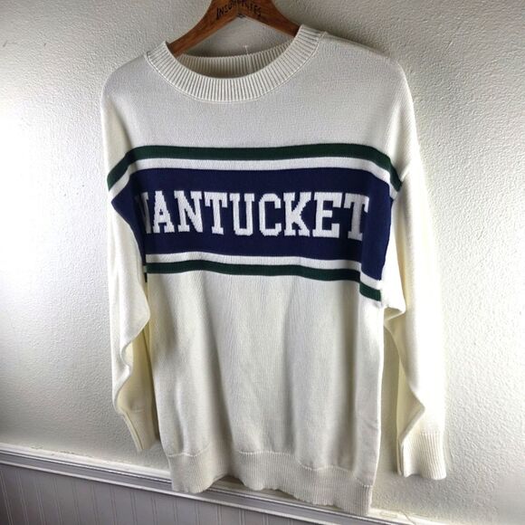 Men's Moonrise Nantucket White Oversized Pull Over Sweater Size Small - Picture 3 of 8